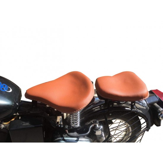Harley Type Slim Seat with Spring Front and Rear Seat Only for All Classic (Tan)