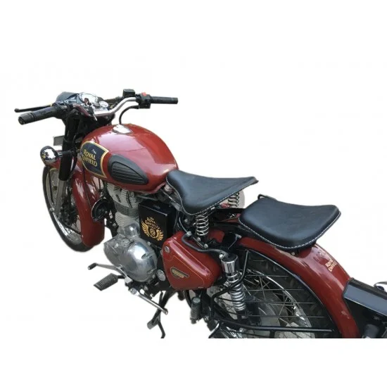 Royal Enfield Classic 350/500 All Models Kabir Singh Harley Type Slim Seat with Spring Front and Rear Seat (Black)