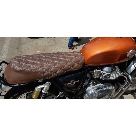Royal Enfield Interceptor 650 Diamond Design Seat Cover With Added Cushion (Double tone brown) 