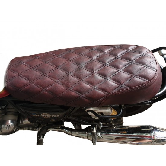 Royal Enfield Interceptor 650 Diamond Design Seat Cover With Added Cushion (Maroon Shaded)