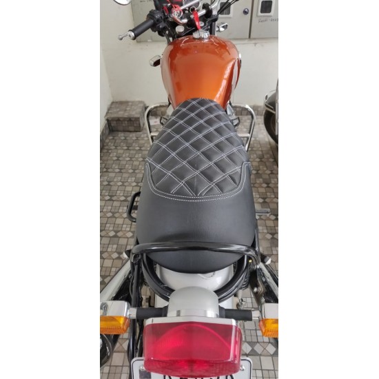 Royal Enfield Interceptor 650 Diamond Design Seat Cover With Added Cushion (Black With White)