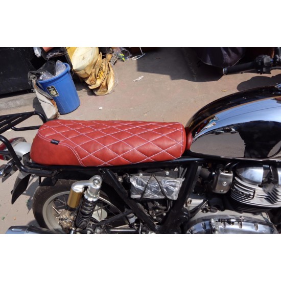 Royal Enfield Interceptor 650 Diamond Design Seat Cover With Added Cushion (Tomato - Brown Red)