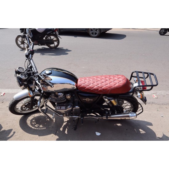 Royal Enfield Interceptor 650 Diamond Design Seat Cover With Added Cushion (Tomato - Brown Red)