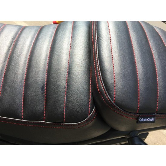Royal Enfield Himalayan Retro Look Cushion Seat Cover (Black With Red Stitching)