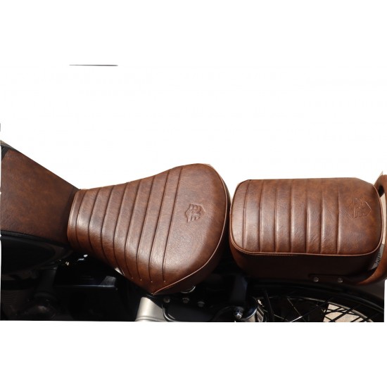 Royal Enfield Classic 350/500/Gun Metal/Signals & Pegasus Retro Look with Added Film Seat Cover(Double Tone Brown)