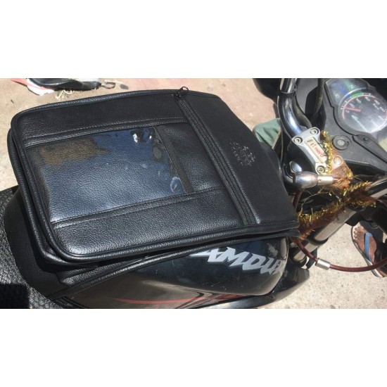 Honda CB/SP Shine Mobile Tank Cover Tank Bag with Pockets (Black)