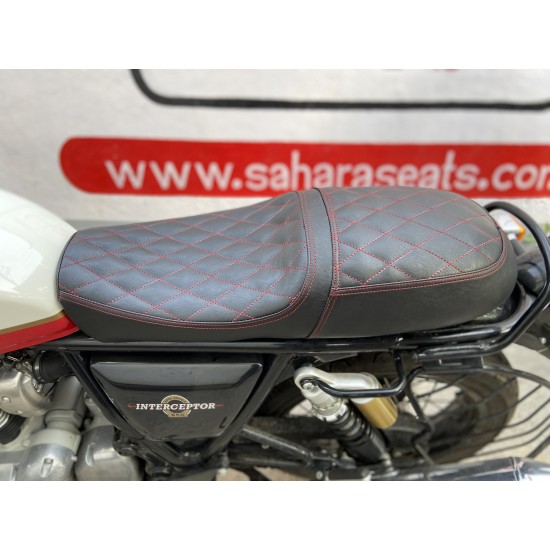 Royal Enfield Interceptor 650 Custom/modified Cafe Racer Style Complete Seat Assembly  (Black and Red)