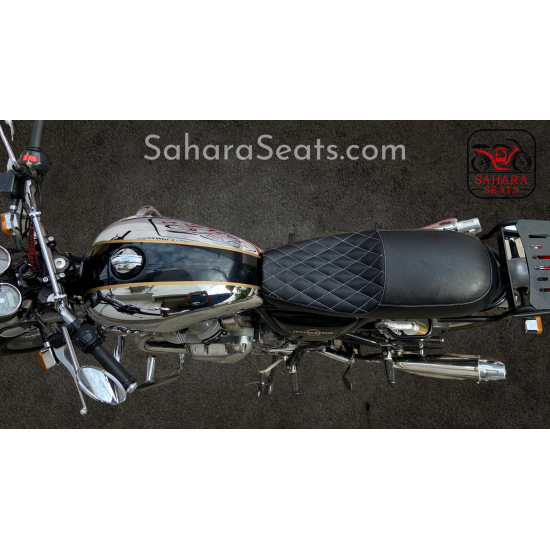 Royal Enfield Interceptor 650 Custom/modified Cafe Racer Style Complete Seat Assembly (Black And White)