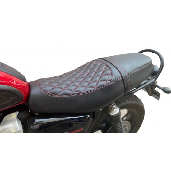 Triumph Street Twins DIY Seat Cover ( Black with Red Stitching)