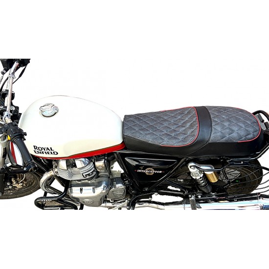 Royal Enfield Interceptor 650 Custom/modified Cafe Racer Style Complete Seat Assembly  (Grey with Red piping)