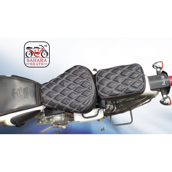 Royal Enfield Classic 350/500 Diamond Design Seat Cover (Black with White)