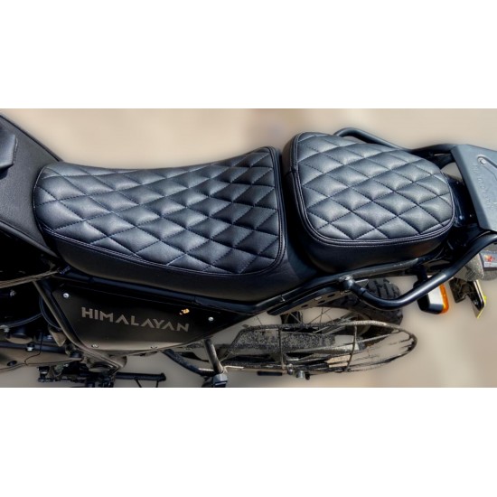 Royal Enfield Himalayan Design Cushion Seat Cover (Black with Black Stitching)