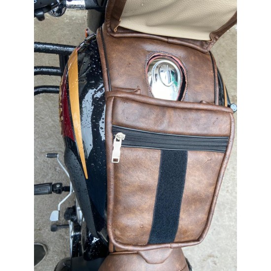 Royal Enfield All New Classic 350 Be Reborn Next Gen Tank Cover with Mobile Holder (dual tone brown)