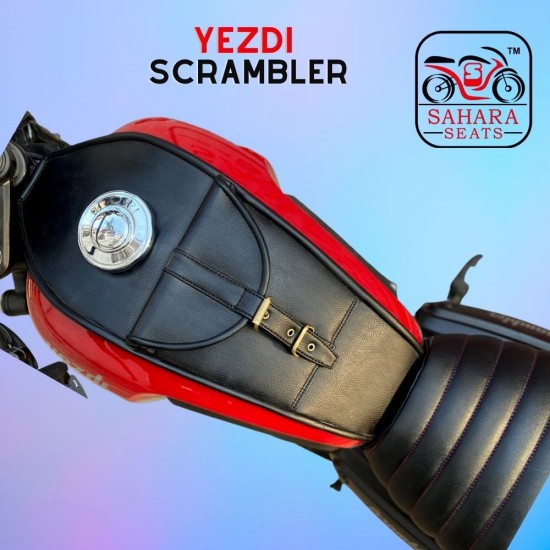 Yezdi Scrambler Leather Finish Tank Panel Bag/Tank Protector (Black)