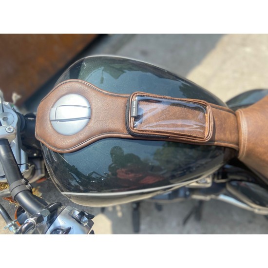 Royal Enfield Super Meteor 650 Vegan Leather Tank Panel Bag With Mobile Pouch 