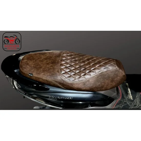 Suzuki Burgman 125/Street/Street 125 Diamond Pattern Leather Finish Seat Cover (Dual Tone Brown)