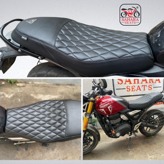 Triumph Speed 400 Rider Diamond Design  leather Finish Cushion Seat Cover