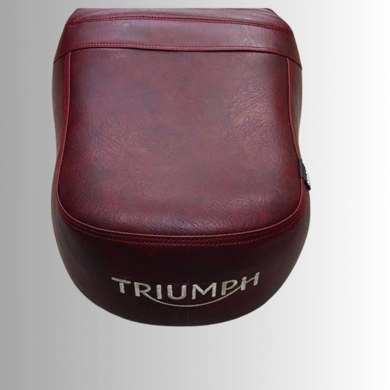 Triumph Bonneville T100/T120 Seat by Sahara Seats - Vegan Leather Maroon Pleated Custom Dual Touring Seat 