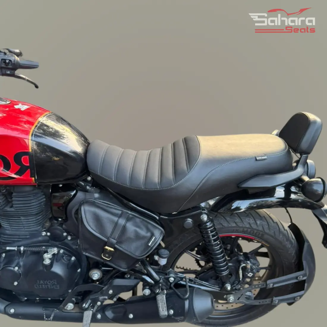 Royal Enfield Hunter 350 Vegan Leather Streak Stitch Custom Touring Dual Seat (1)