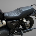 Triumph Street Twins/Bonneville T100/T120/Thruxton/Scrambler 900 Dual Comfort Seat by Sahara Seats - Quilted Stitch Vegan Leather Custom