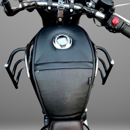 Royal Enfield Meteor 350 Fireball/Stellar/Supernova Single Zip Plain Tank Cover (Black)