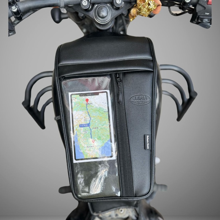 New Jawa 42/Jawa Classic/Jawa Perak Tank Cover with Mobile Holder (Thick Flap - Large Space)