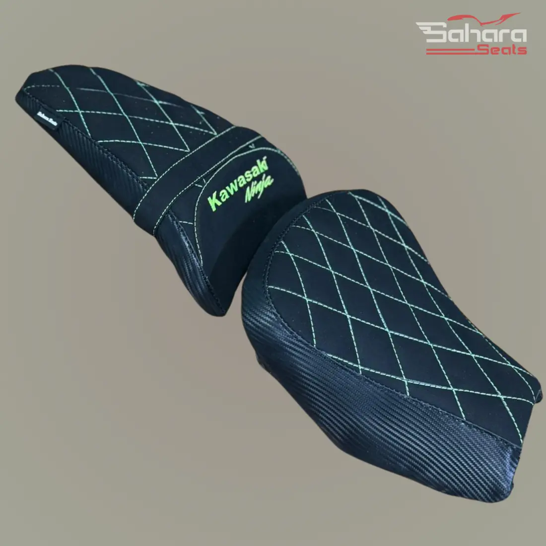 Ninja 650 Custom Upholstered Seat Cover Black With Neon Green Accents