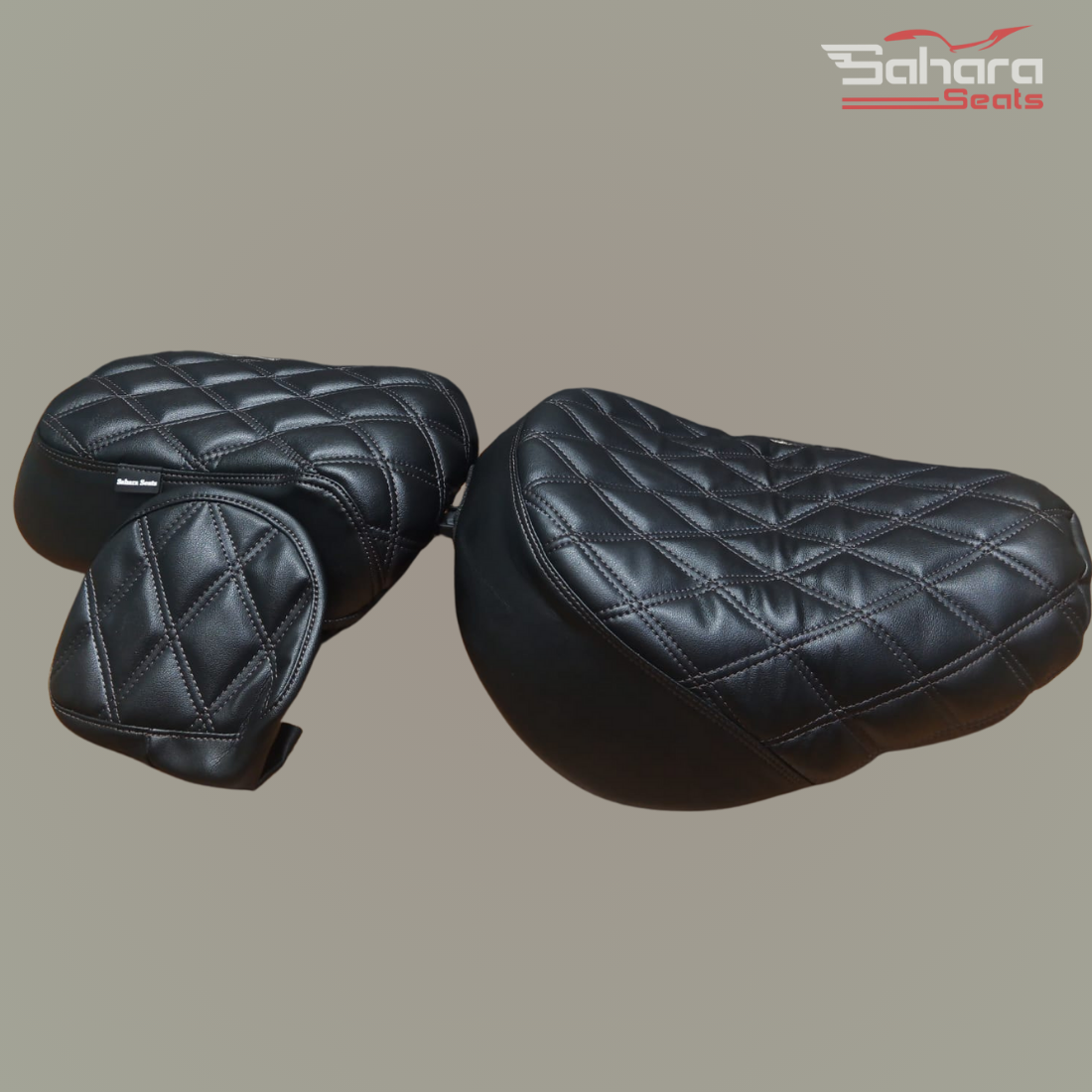 Royal Enfield Meteor 350 Custom Diamond Quilted Seat – Complete Set With Rubber & Backrest Cover