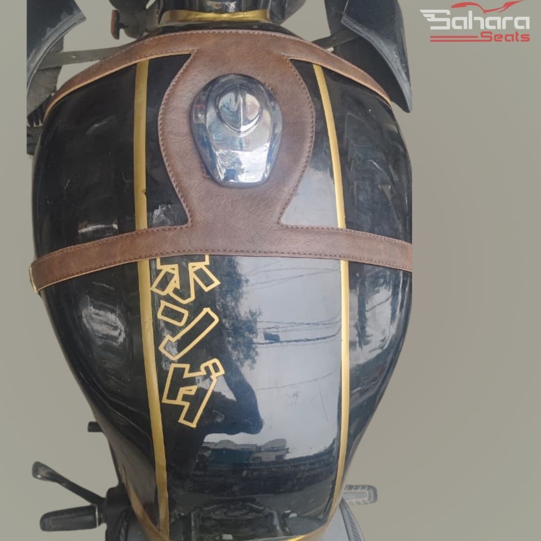 Seats Cover Vintage Leather Finish Motorcycle Tank Strap | Classic Café Racer & Scrambler Tank Belt | Universal Fit