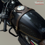 Vintage Leather Finish Motorcycle Tank Strap | Compatible with Triumph Thruxton 400