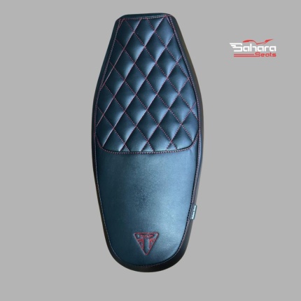 Triumph Tracker 400 Seat Cover | Premium Diamond Quilted Black Saddle with Red Stitching